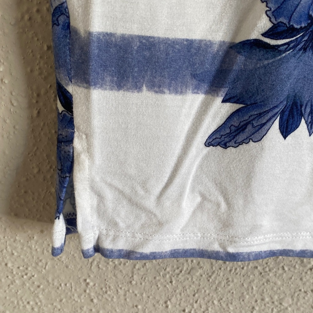 Desigual Blue and White Striped V-Neck Top - Picture 10 of 11